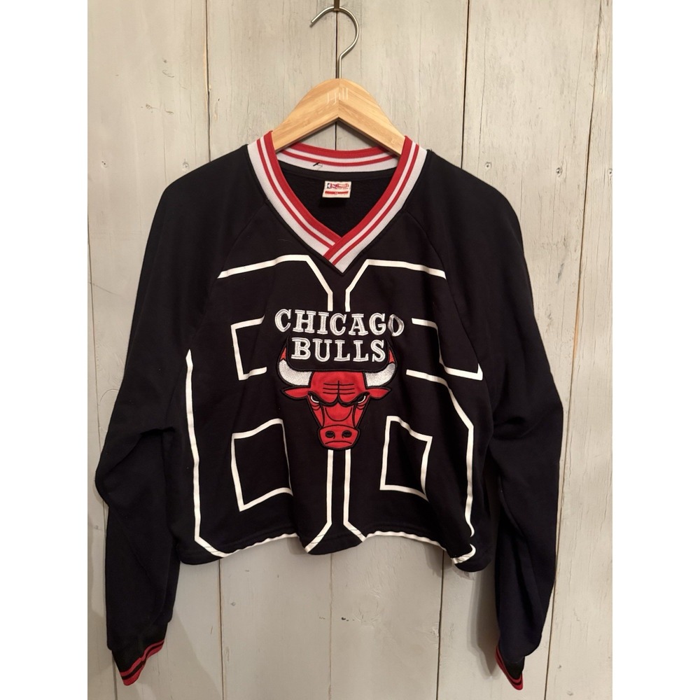 RARE VINTAGE NBA CHICAGO BULLS Sweatshirt CROP TOP 90s SIZE M VTG